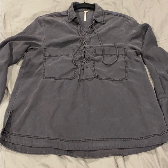 Free People Sexy Tencel Lace Up Shirt - Picture 12 of 14